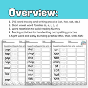 CVC Word Worksheets | Phonics Tracing, Reading & Writing Practice for Kids