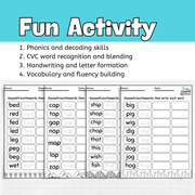 CVC Word Worksheets | Phonics Tracing, Reading & Writing Practice for Kids