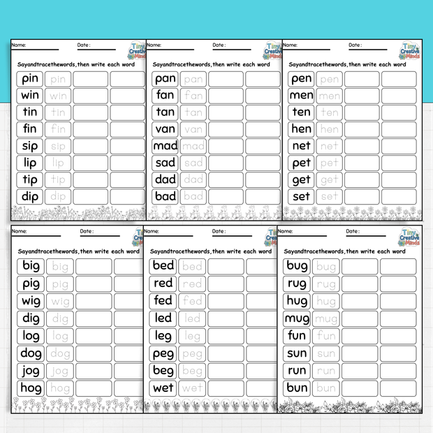 CVC Word Worksheets | Phonics Tracing, Reading & Writing Practice for Kids