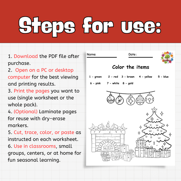 Christmas Activity Worksheets | Fun Holiday Literacy & Math for Kids