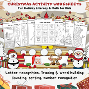 Christmas Activity Worksheets | Fun Holiday Literacy & Math for Kids