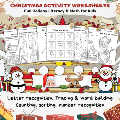 Christmas Activity Worksheets | Fun Holiday Literacy & Math for Kids