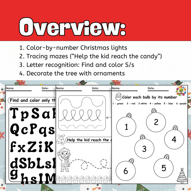 Christmas Literacy & Math Worksheets | Fun Holiday Learning Activities for Kids