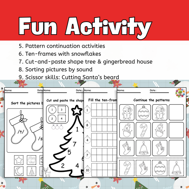 Christmas Literacy & Math Worksheets | Fun Holiday Learning Activities for Kids