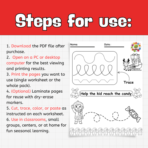 Christmas Literacy & Math Worksheets | Fun Holiday Learning Activities for Kids