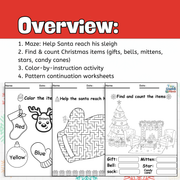 Christmas Worksheets | Santa Maze, Counting, Tracing & Holiday Activities