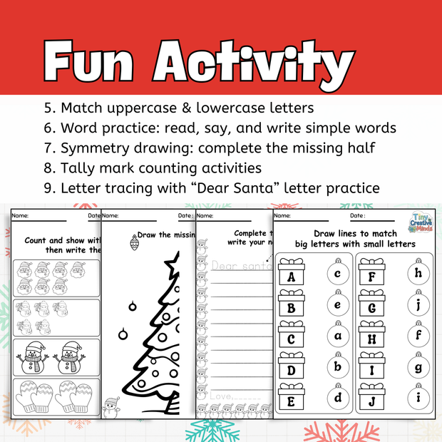 Christmas Worksheets | Santa Maze, Counting, Tracing & Holiday Activities