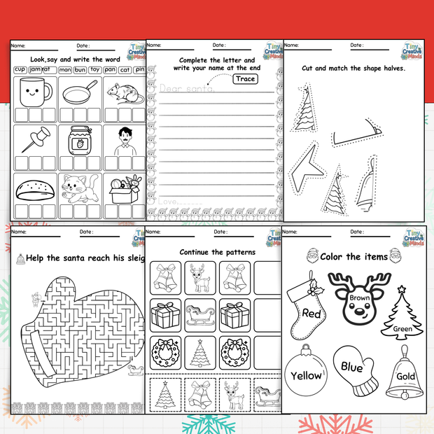 Christmas Worksheets | Santa Maze, Counting, Tracing & Holiday Activities