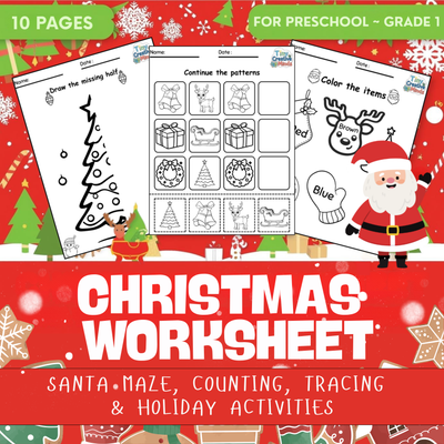 Christmas Worksheets | Santa Maze, Counting, Tracing & Holiday Activities
