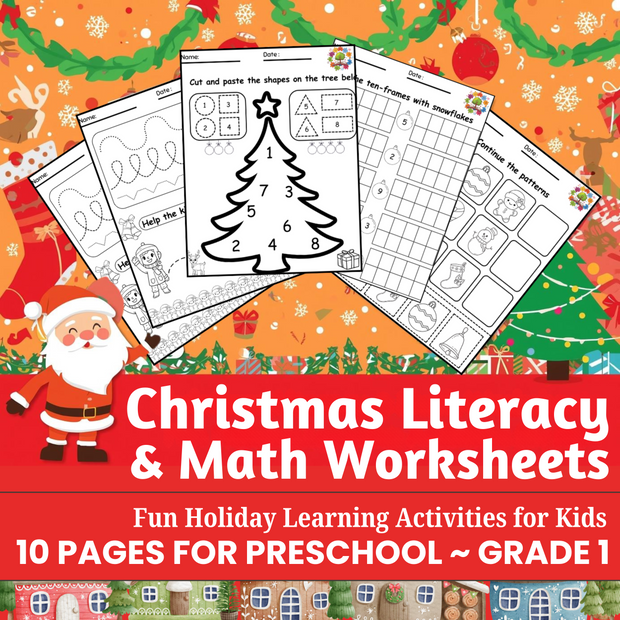 Christmas Literacy & Math Worksheets | Fun Holiday Learning Activities for Kids