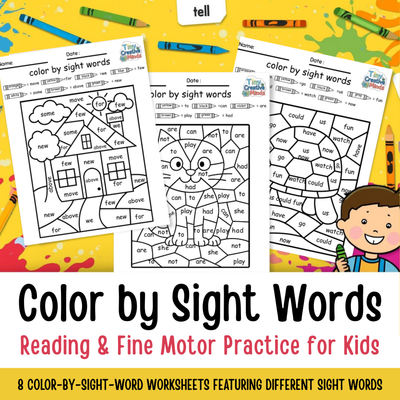 Color by Sight Words Worksheets | Reading, Literacy & Fine Motor Practice