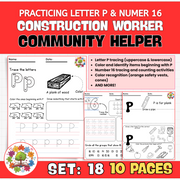 Construction Worker Community Helper | Letter P Worksheets | Preschool & Kindergarten