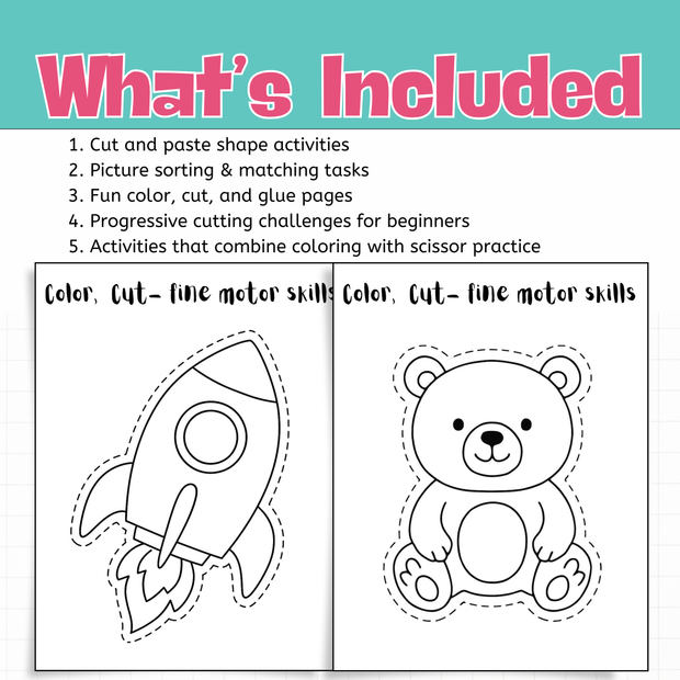 Cut and Paste Worksheets | Fine Motor Skills Activities for Preschool & Kindergarten
