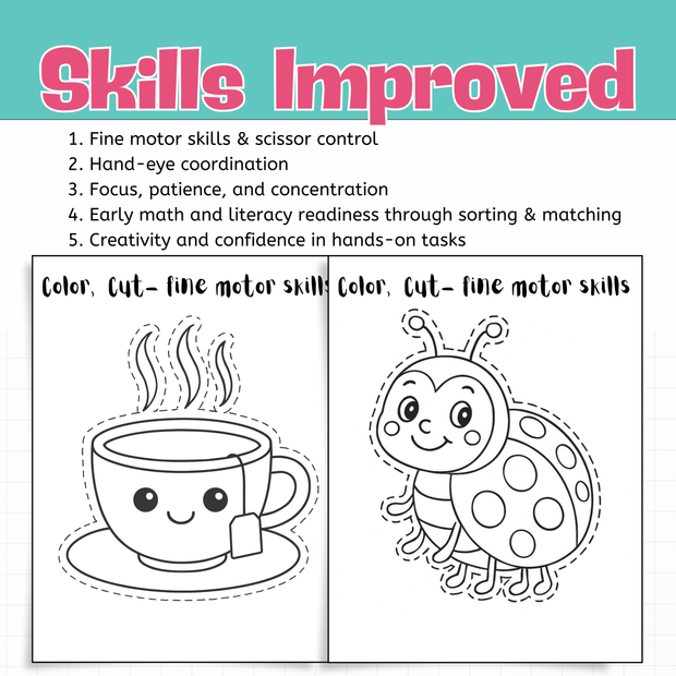 Cut and Paste Worksheets | Fine Motor Skills Activities for Preschool & Kindergarten