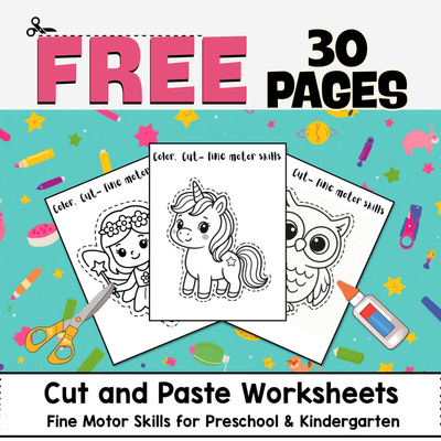 Cut and Paste Worksheets | Fine Motor Skills Activities for Preschool & Kindergarten