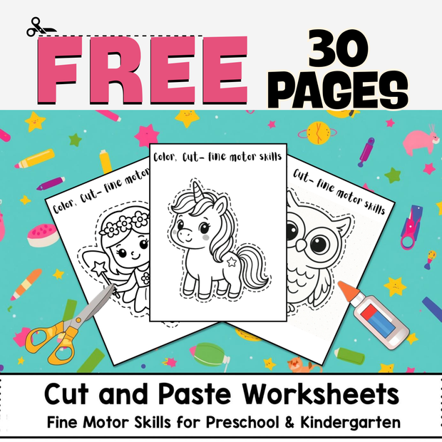 Cut and Paste Worksheets | Fine Motor Skills Activities for Preschool & Kindergarten