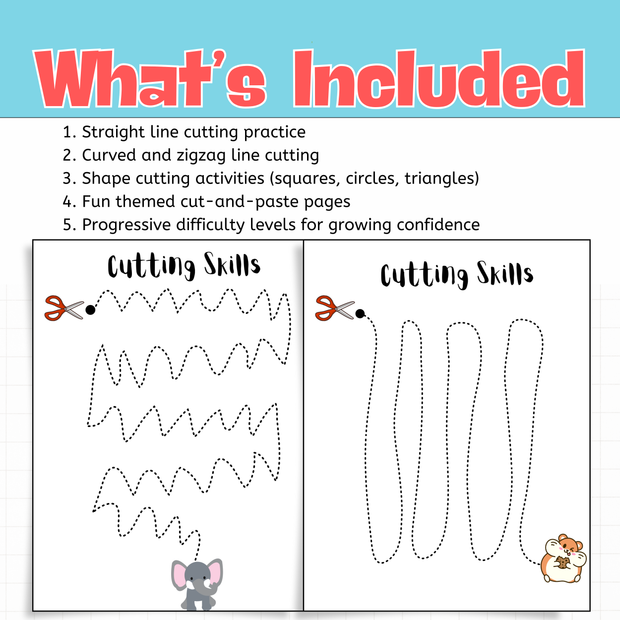 Cutting Skills Worksheets | Scissor Practice Activities for Preschool & Kindergarten