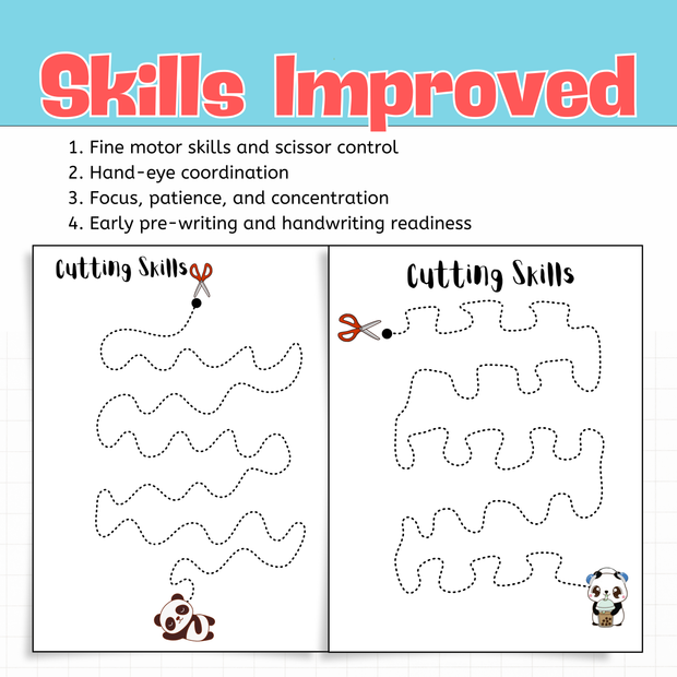 Cutting Skills Worksheets | Scissor Practice Activities for Preschool & Kindergarten