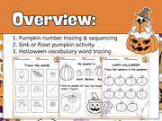 Halloween Math Literacy Worksheets | Pumpkin, Ghost & Scarecrow Activities for Preschool ~ Grade 1