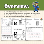 Mail Carrier Community Helper | Letter N Worksheets for Preschool and Kindergarten - PDF