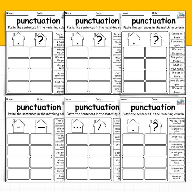 Punctuation Worksheets | Grammar Sentence Sorting, Writing & Reading Practice