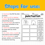 Punctuation Worksheets | Grammar Sentence Sorting, Writing & Reading Practice