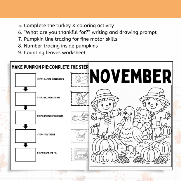 Thanksgiving Morning Tub Worksheets | Math, Literacy & Fine Motor Activities - FREE