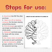 Thanksgiving Morning Tub Worksheets | Math, Literacy & Fine Motor Activities - FREE