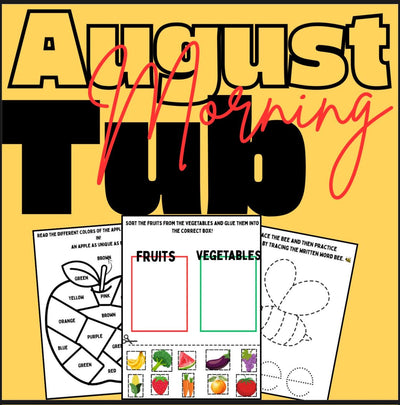 August morning tubs – back-to-school fine motor and literacy activities for pre-K, kindergarten, special education, ABA therapy, and homeschool learning