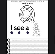 Alphabet maze and tracing book – A–Z letter practice worksheets for preschool and kindergarten, printable ABC learning activities for kids