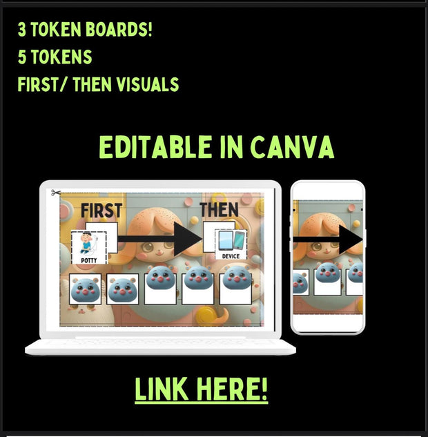 &quot;Editable first-then visual schedule and token board – autism behavior chart printable for special education, ABA therapy, and classroom management
