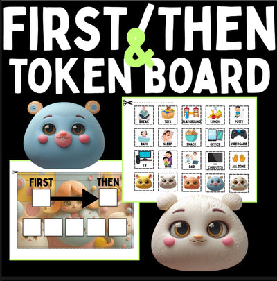 &quot;Editable first-then visual schedule and token board – autism behavior chart printable for special education, ABA therapy, and classroom management