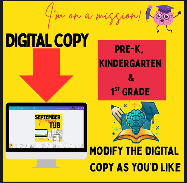 September morning tubs for preschool and kindergarten | no-prep printable centers | fine motor, math and literacy activities | editable PDF classroom resource