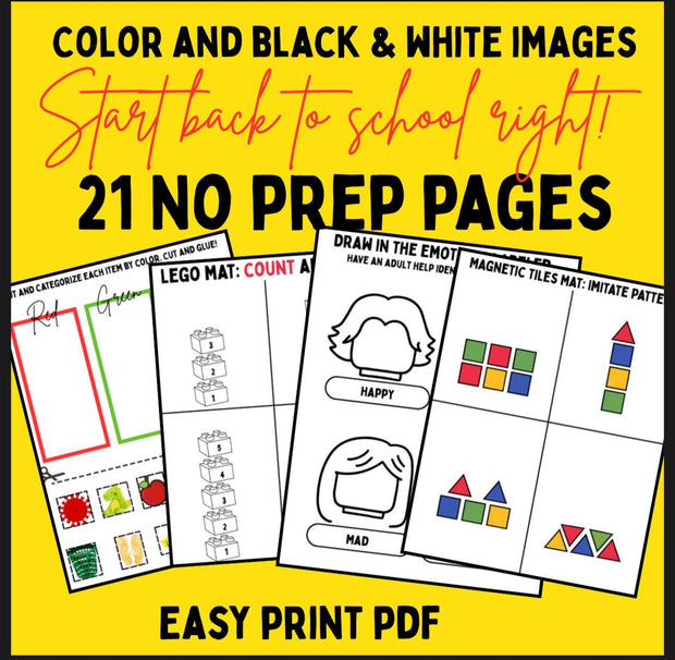 September morning tubs for preschool and kindergarten | no-prep printable centers | fine motor, math and literacy activities | editable PDF classroom resource