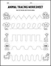 Free Animal Tracing Worksheets for Preschool & Kindergarten | Fine Motor Skills, Pre-Writing Practice Printable