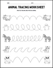 Free Animal Tracing Worksheets for Preschool & Kindergarten | Fine Motor Skills, Pre-Writing Practice Printable