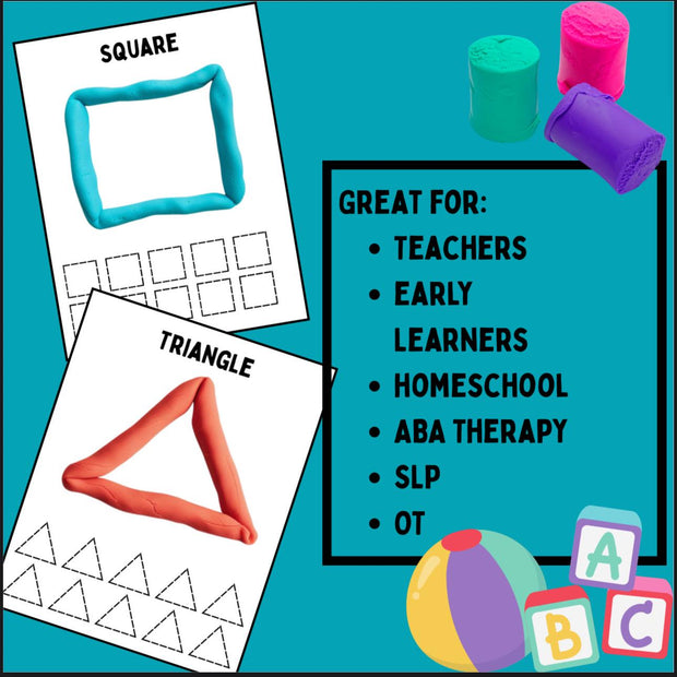 Shape playdough mats printable | 10 shape tracing sheets for preschool, ABA therapy, homeschool, and early learning fine motor activity
