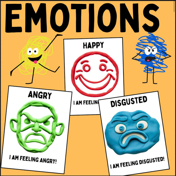 Emotions playdough mats printable – 10 feelings faces activity for kids, SEL preschool and pre-K resource, fine motor learning tool