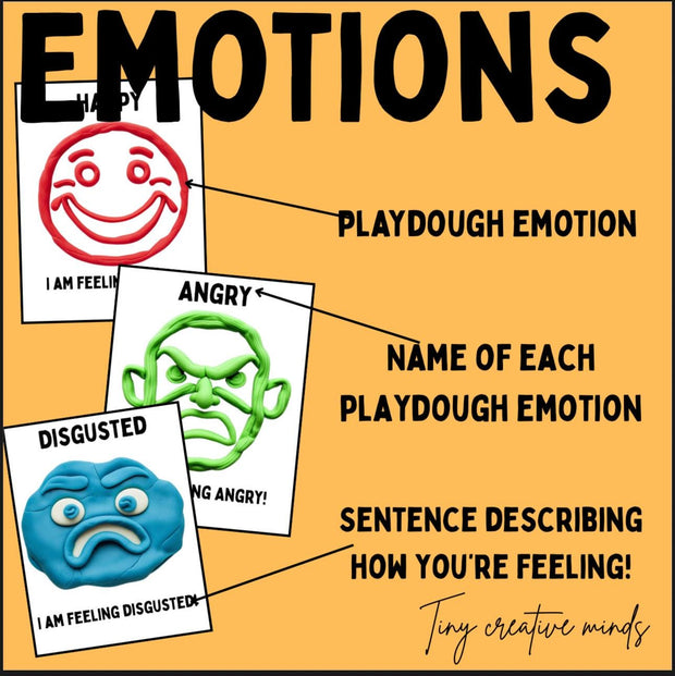 Emotions playdough mats printable – 10 feelings faces activity for kids, SEL preschool and pre-K resource, fine motor learning tool