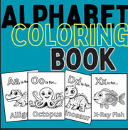 A-Z alphabet coloring book for kids – educational animal ABC pages, printable PDF activity workbook for toddlers, preschool, and kindergarten learning