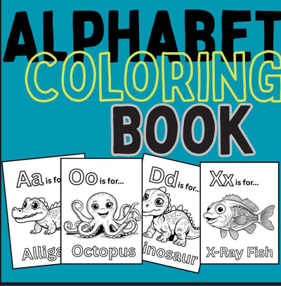 A-Z alphabet coloring book for kids – educational animal ABC pages, printable PDF activity workbook for toddlers, preschool, and kindergarten learning