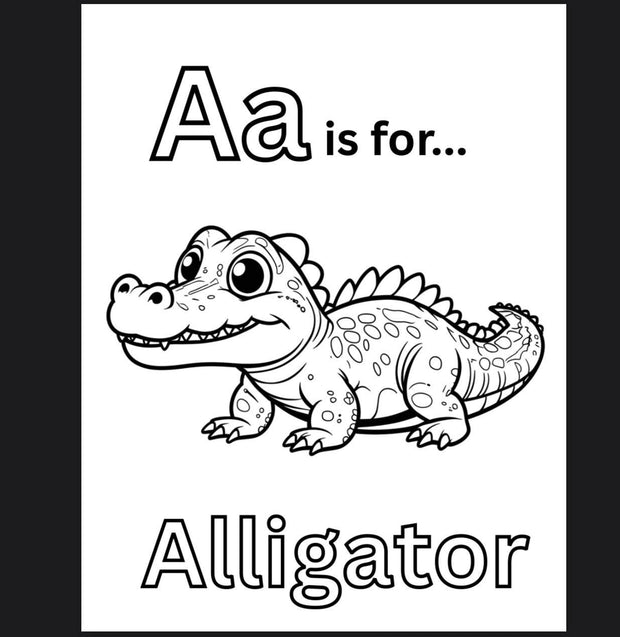 A-Z alphabet coloring book for kids – educational animal ABC pages, printable PDF activity workbook for toddlers, preschool, and kindergarten learning