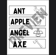Alphabet wall art A–Z – printable ABC posters with sight words, educational classroom decor PDF for preschool and kindergarten learning