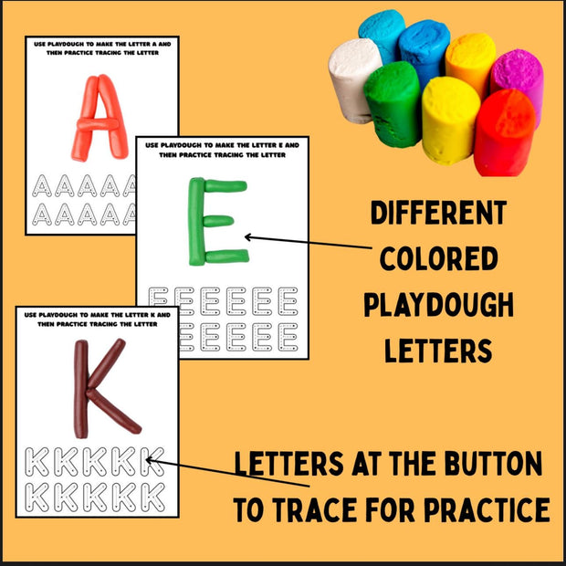 Alphabet playdough mats with tracing – A–Z letter formation printable for preschool fine motor practice, homeschool and classroom learning resource