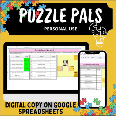 Puzzle Pals Digital Learning Game: Self-Checking Google Sheets Activity (Digital Download)