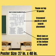 Back to school crossword puzzle and word search poster | 27x40 classroom wall activity | first week of school game and teacher icebreaker