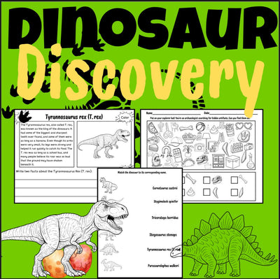 Dinosaur Coloring & Activity Pack | Printable Worksheets, Reading Passages + Fun Facts for Kids