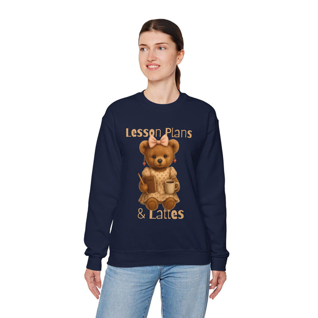 Lesson Plans & Lattes Sweatshirt for Teachers, Cozy Teacher Gift, Cute Bear Design, Back to School Apparel, Gift for Educators