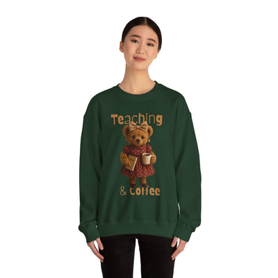 Teaching Bear Crewneck Sweatshirt - Perfect for Educators, Cozy Gift for Teachers, Classroom Style, Cute Coffee Lover Sweatshirt