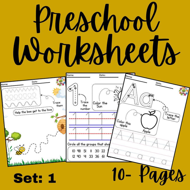 Printable Preschool Worksheets | Alphabet, Numbers, Shapes, Colors & Cut and Paste Activities